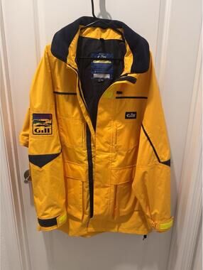 Gill OS2 Jacket Mens XXL Yellow  Sailing Fishing Coat Reflective Trim--EUC